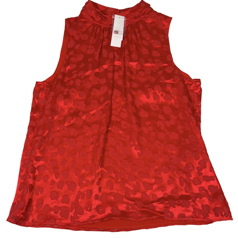 WHBM Blouse Top Small Keyhole Sleeveless Animal Leopard Print Elegant Festive